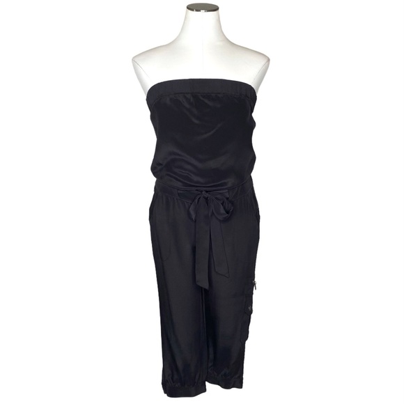 Bebe Black Strapless Cropped Jumpsuit - Picture 2 of 9